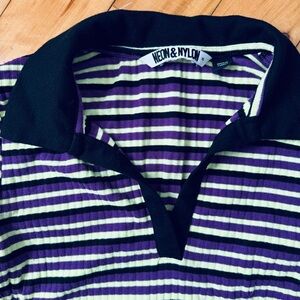 Neon & Nylon Striped Polo dress long sleeve